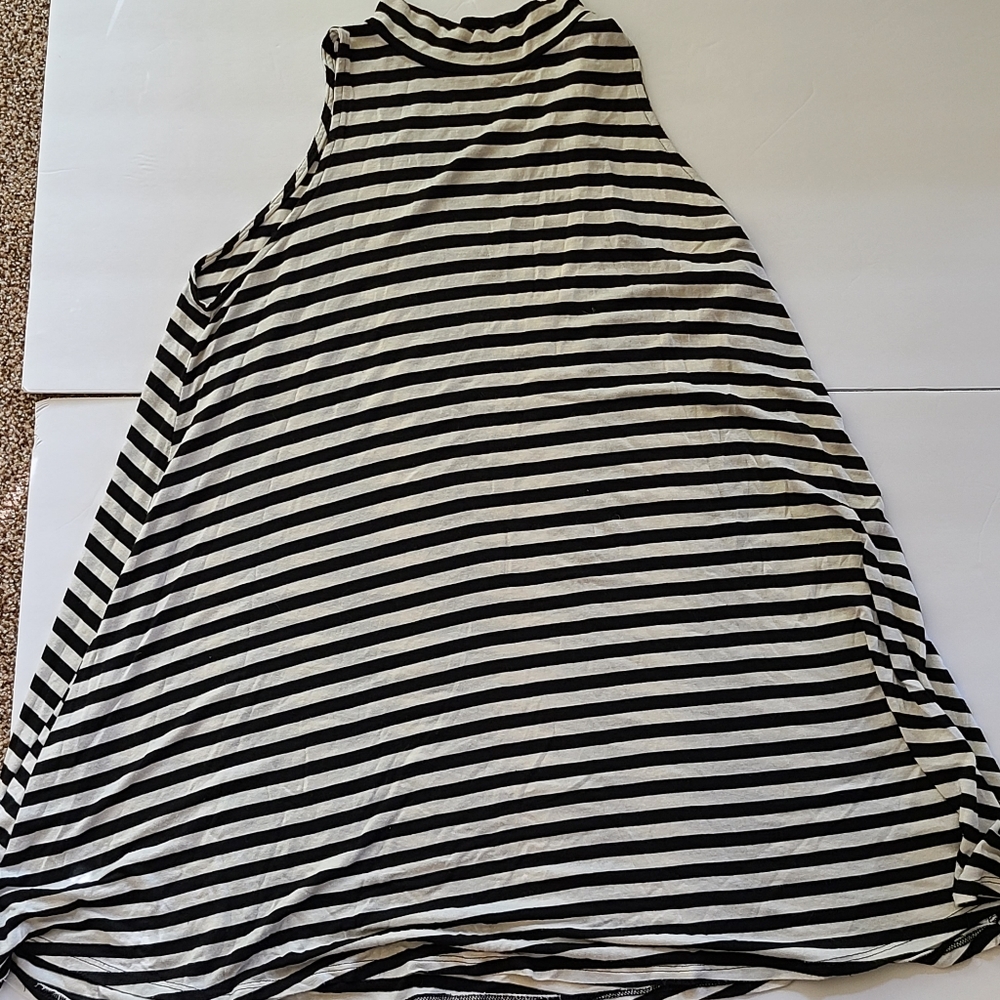 Soprano Medium Black and white striped high neck aline mini  sundress  summer